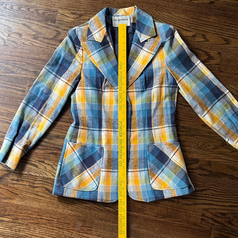 Vintage 70s Sears women’s Yellow and White Blue plaid pant suit - Picture 6 of 13